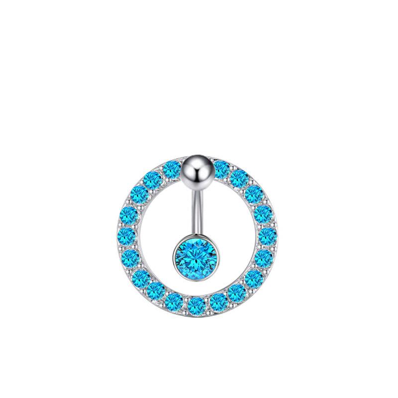 Personalized Stainless Steel Body Piercing Jewelry Full Diamond Ring Double Diamond Hollow Out Navel Ring Navel Buckle 