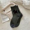 Spring and Autumn Fluffy Puppy Cartoon Mid-calf Socks, Cute Style, Flocked School Style, Color-blocked Pile Socks