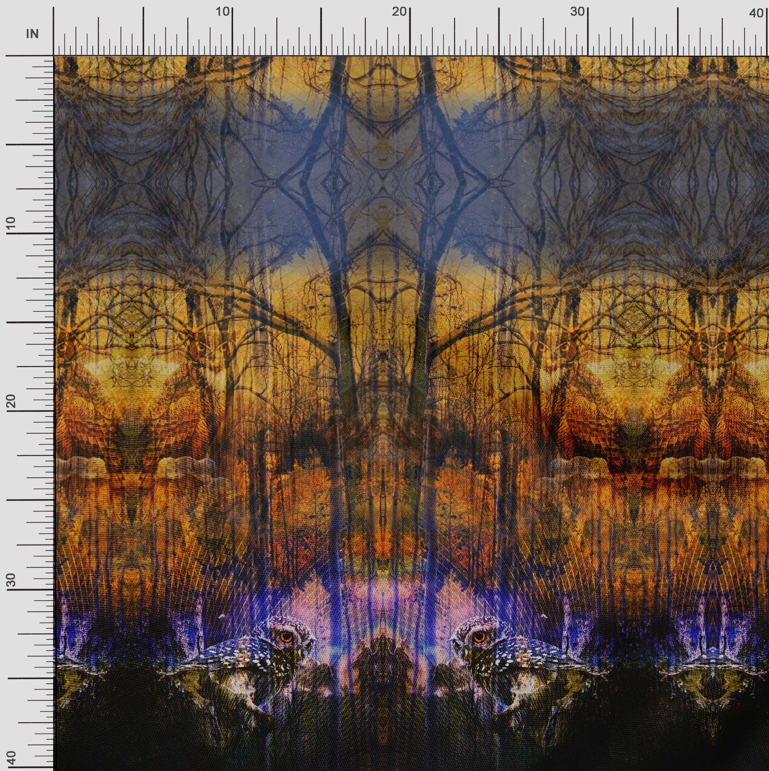 

Японська креп-атласна тканина Soimoi Панель для шиття з принтом Сова , метр 42 дюйма 42 Inch Wide - Poly Crepe жовтий