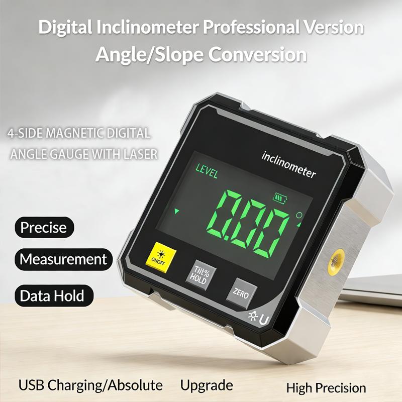 Pocket Electronic Digital Protractor Multifunctional Digital Angle Finder Box Inclinometer 360 Degree Measurement Laser Level