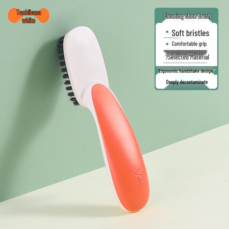 Soft Bristle Multipurpose Shoe & Laundry Cleaning Brush with a Round Handle - Gentle on Clothes