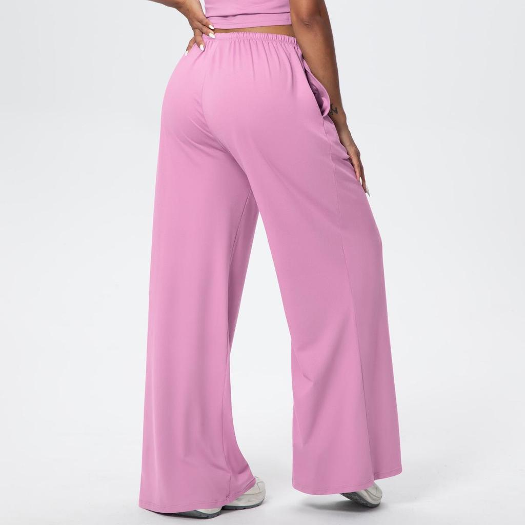Breathable Wide-Leg Loose Casual Yoga Pants with Elastic Drawstring for Women
