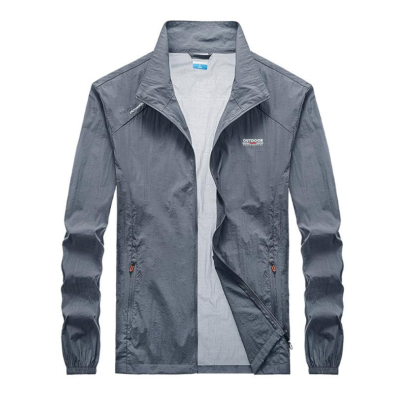 Summer 1011 men's ultra-thin breathable stand-collar UV protection jacket, fishing suit men's skin clothing live stream