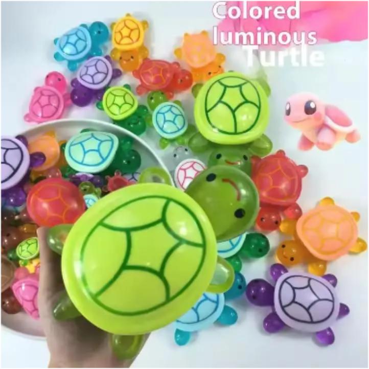 1 Pieza Tortuga Grande Luminiscente Nocturna + 100 Piezas Mini Figuras de Tortugas Luminosas Artesanía de Resina Adorno de Almacenamiento de Tortuga Luminosa Paisaje Escritorio