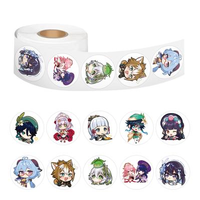 500 Stickers/roll Genshin Impact Cartoon Roll Stickers Kindergarten Reward Children's Stickers Creative Hand Tent Tape