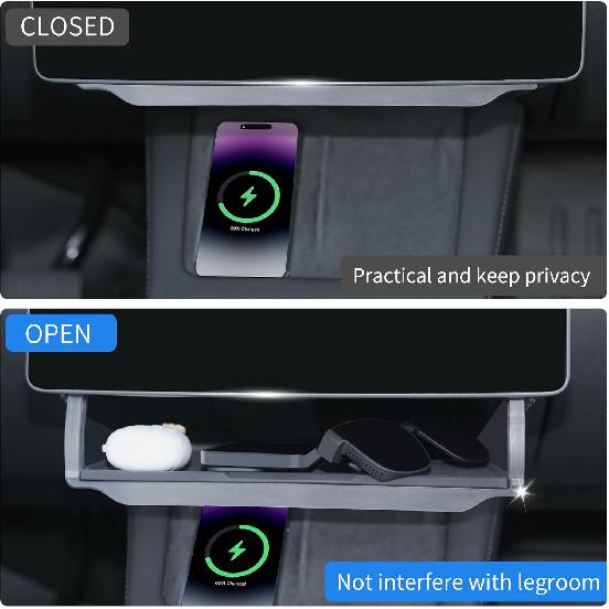Under Screen Storage Box for Tesla Model 3/Y 2017-2025, [Hidden Design & More Privacy] Center Console Organizer Tray for Tesla Model 3 Y