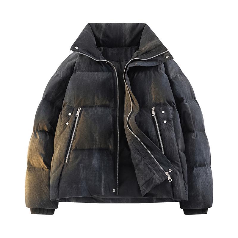 

Plus Size Tie-Dye Stand Collar Cotton Puffer Jacket - 2025 Winter Collection, Loose Fit, Long Sleeve. 5XL (200-230 jin)