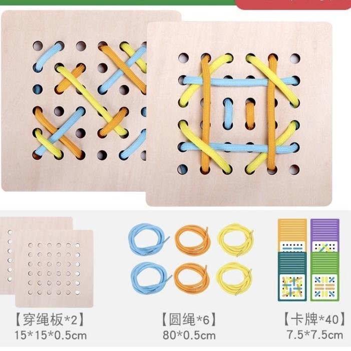 

Educational Learning Aids for Hand-Eye Coordination & Concentration Training, Shoe Tying Practice Tool for Kindergarten & Elderly Rehabilitation DIY Creative Lacing Board