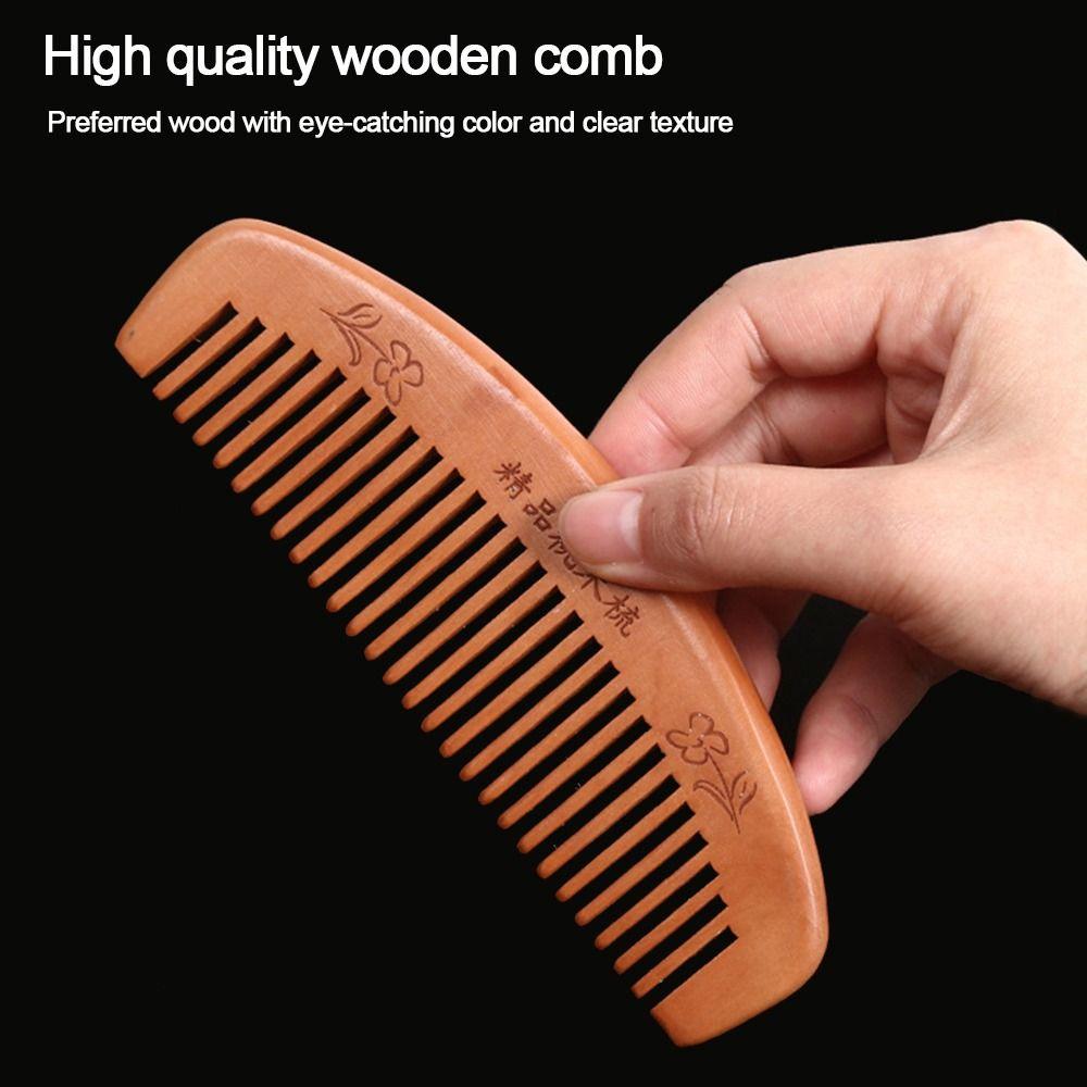 New Anti-Static Handcrafted Natural Peach Wood Hair Comb Head Massage Sandalwood Comb Hair Care Styling Tool