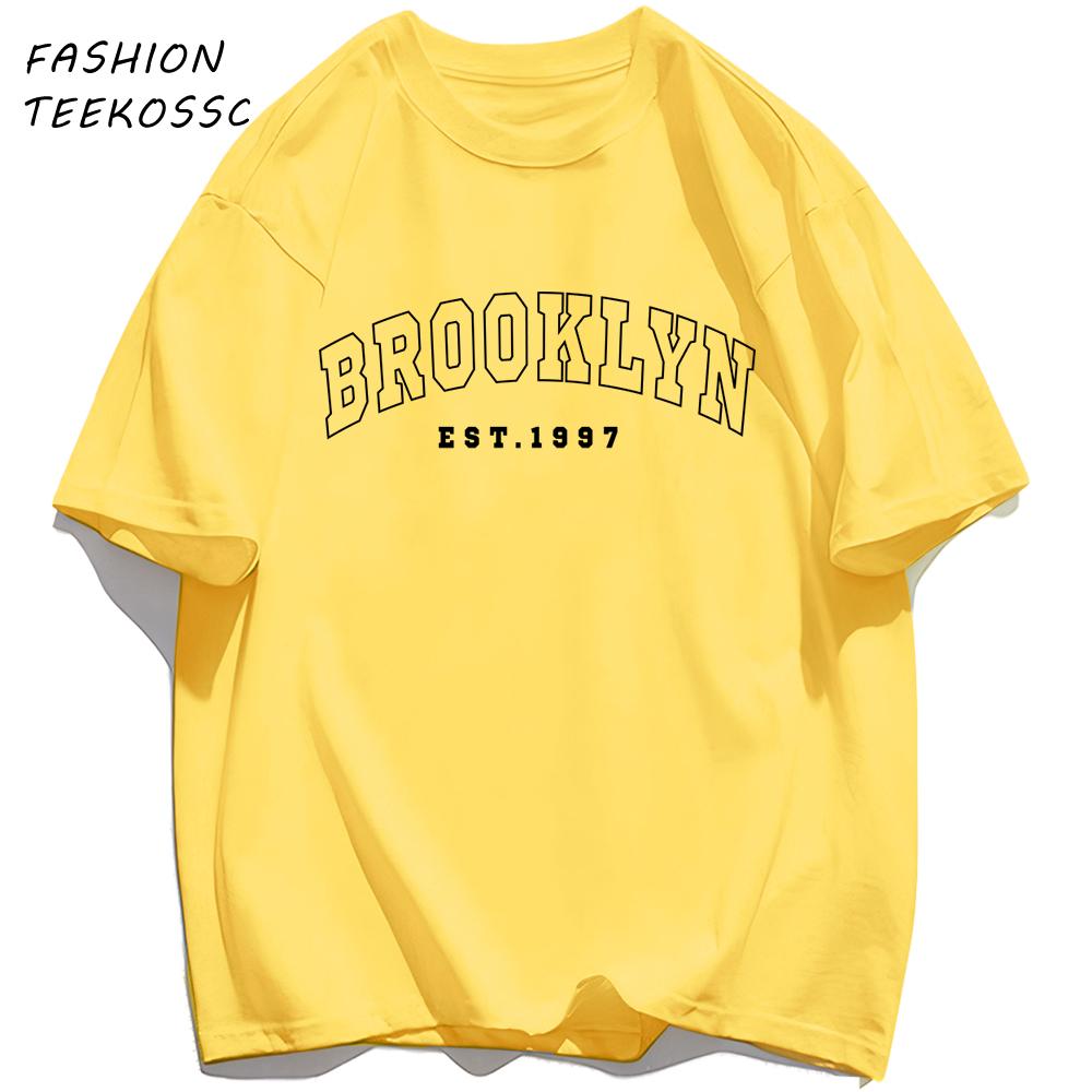 Brooklyn Est 1997 City Usa Printing Men TShirt Summer Casual T Shirts AllMatch Crewneck Tops Oversized Soft Streetwear