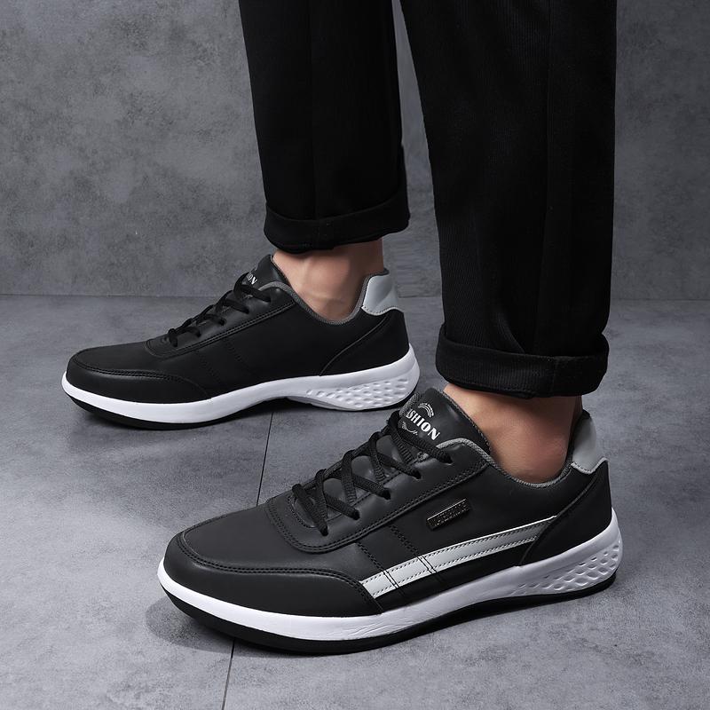 Men's Casual Pu Leather Shoes Outdoor Spring/Autumn Comfortable Flat Walking Sneakers