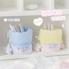 Ins Small Fresh Cream Color Portable Folding Pencil Case Cute Simple Girl Standing Pen Bag Kawaii Desktop Stationery Organizer