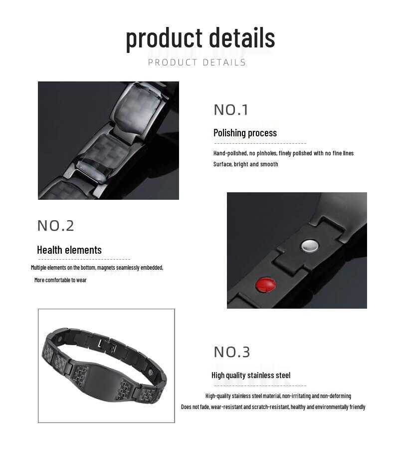 Herren 4-in-1 Magnetisches Titan- & Edelstahl Germanium Energiearmband