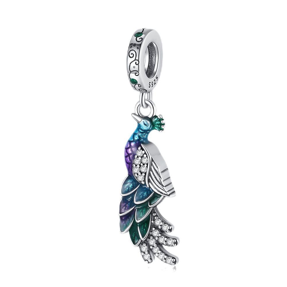 

S925 Silver DIY Fashion Pendant Jewelry Accessories Peacock Elephant Design Popular Necklace Charms