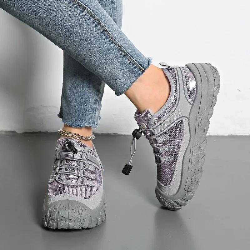 Fashion Women's Outdoor Sports Casual Shoes Thick Bottom Heightening Anti-slip 2025 New Style Leisure Platform Sneakers Plus Size 43