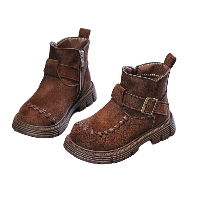 

Kids Boots Boys And Girls Sport Shoes All-Match Comfortable Black Baby Girls Non-Slip Boots 26 коричневый