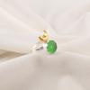 Round Natural Green Cat's Eye Sterling Silver Wedding Gift Statement Unique Ring RR-58-43
