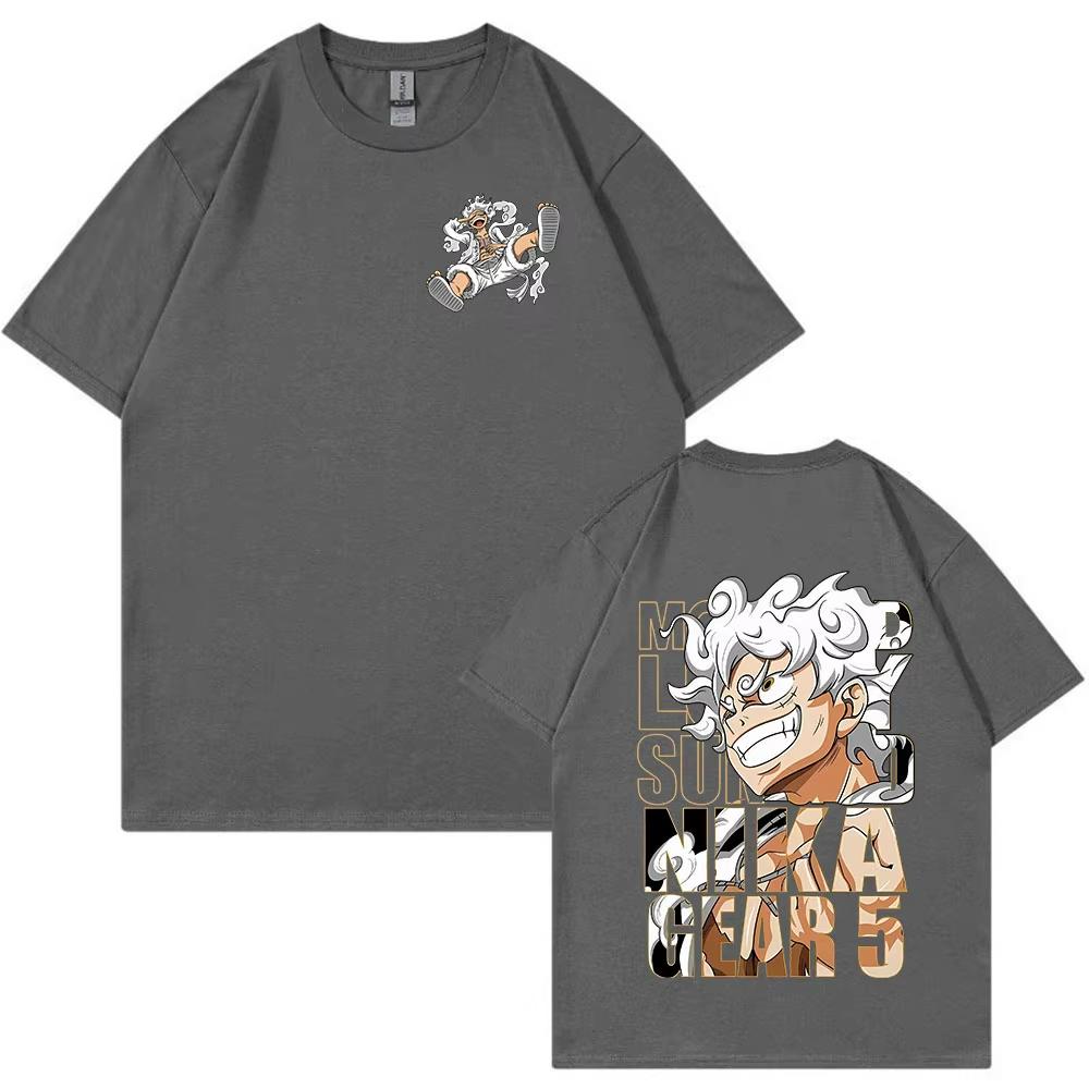 One Piece T-Shirt Monkey D.Luffy Sun God Nika Gear 5 Luffy Graphic Cotton Tshirt Mens and Women's Oversize Bandai Cosplay Tshirt