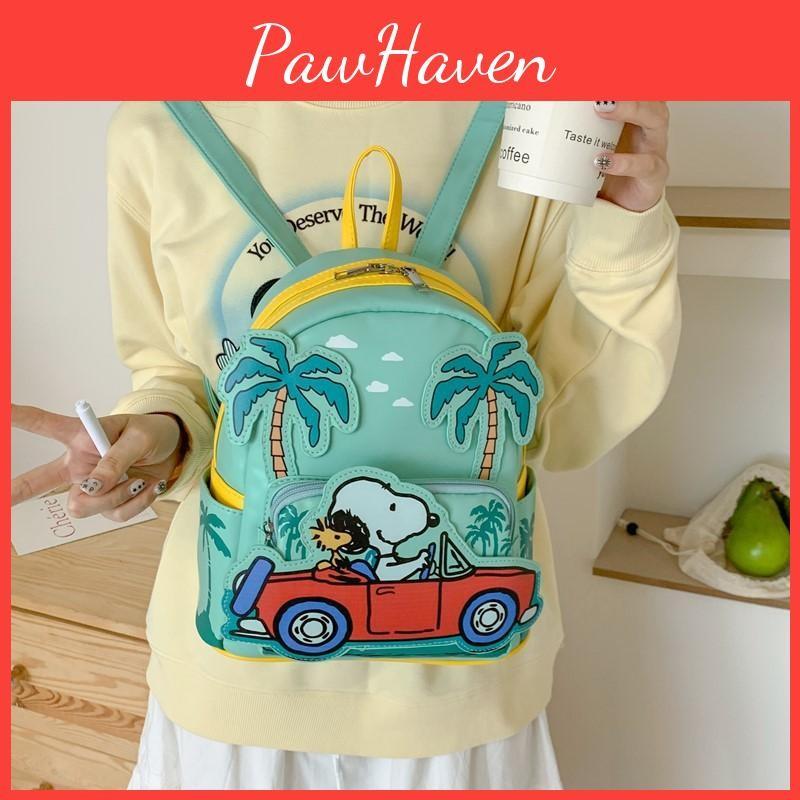 Backpack With Green Spliced Pu Material And Zipper Closure For Travel