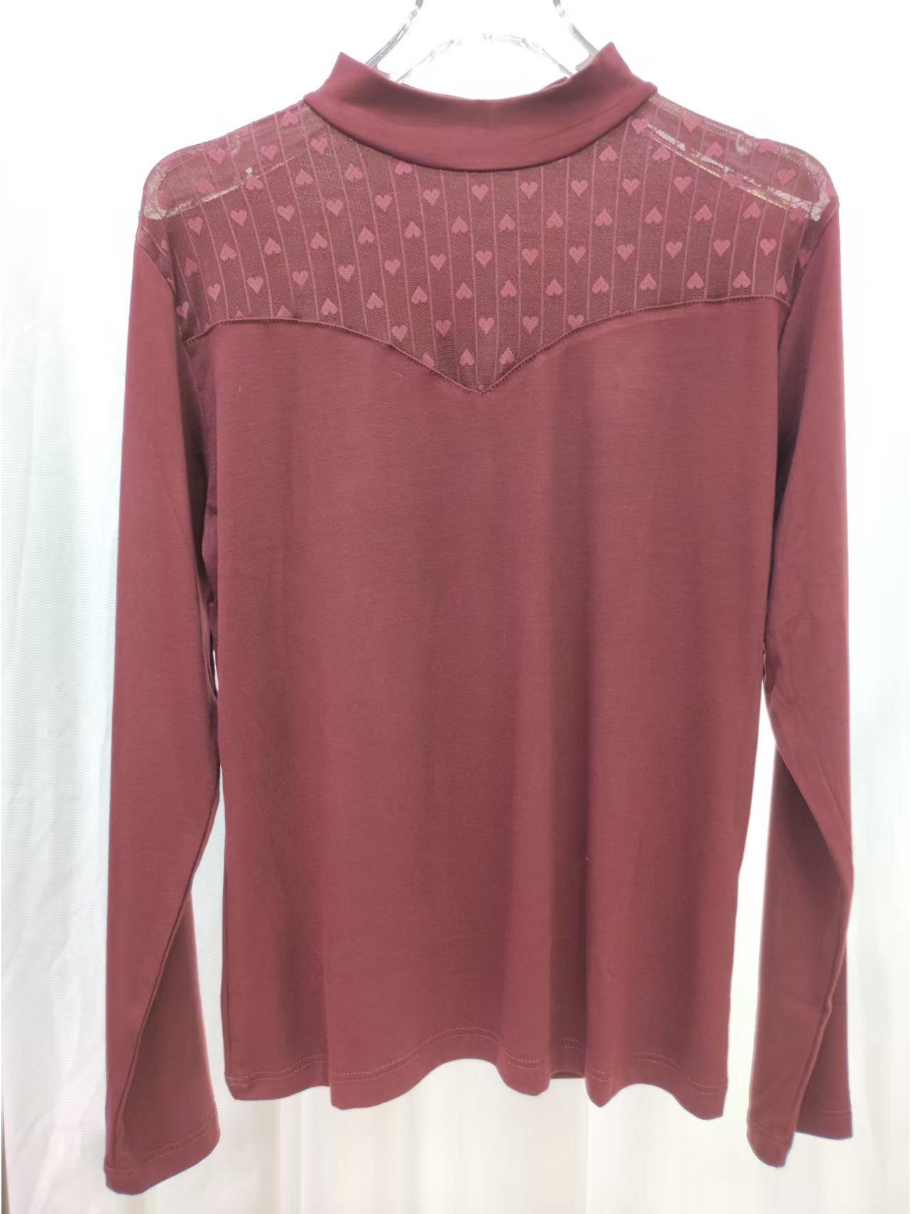 

972 Mesh Lace Long Sleeve Turtleneck Top One Size (suitable for 90-145 jin)