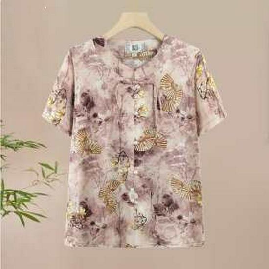 

2026 Summer New Style Chinese Short-Sleeve Shirt for Middle-Aged & Elderly Women 2XL (105-120 kg) красный