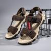 Sandali da Trekking da Uomo in Pelle Nera Sandali Sportivi Estivi da Esterno da Uomo Punta Aperta Scarpe da Spiaggia Taglie Forti