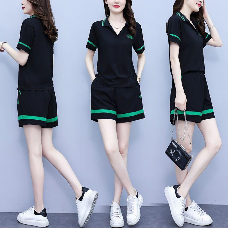 Big-size Casual Sports Outfit for Women, Summer Korean-style Trendy Women's Fashionable and Stylish Two-piece Set