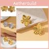 Vintage Elegant Gold Alloy Floral Design Earrings For Women With Geometric Shapes
