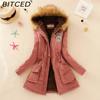 BITCED Fall/Winter Women's Plus Size Thickened Standard-Fit Long-Sleeve Hooded Shearling-Lined Cotton Jacket