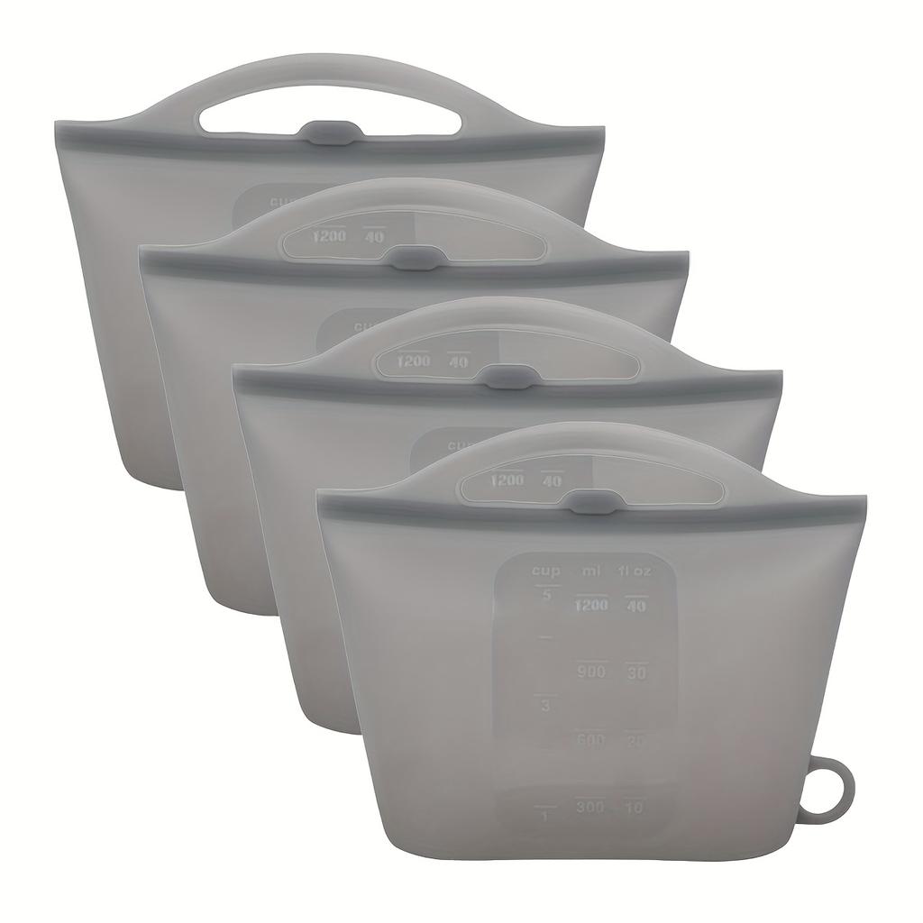 4 Stück Auslaufsichere Silikon-Lebensmittelaufbewahrungsbehälter mit bunten Deckeln – BPA-frei, Spülmaschinenfest, Perfekt für Küche, Kühlschrank, Reise & Bürogebrauch