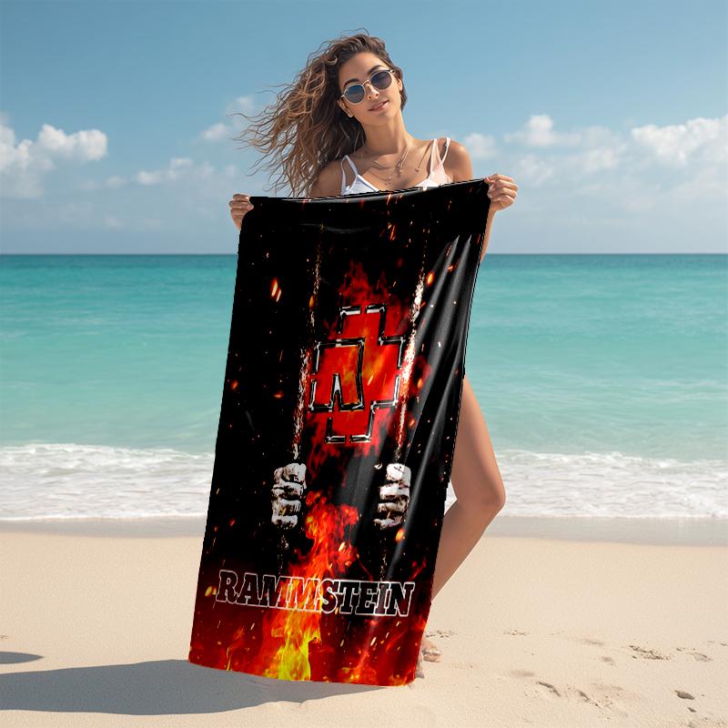 1pc Rammstein2 Beach Towel, Comfortable and Thick, and Swimming/Bath/Picnic/Camping Towel, Suitable for Seaside Beaches