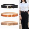 Womens Slim Leather Belt With Alloy Pin Buckle Minimalist Fashion Waistband Jeans Dresses Office Wear