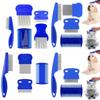Blue Pet Flea Comb Kit With Durable Stainless Steel For Cat And Dog Shedding And Cleaning
