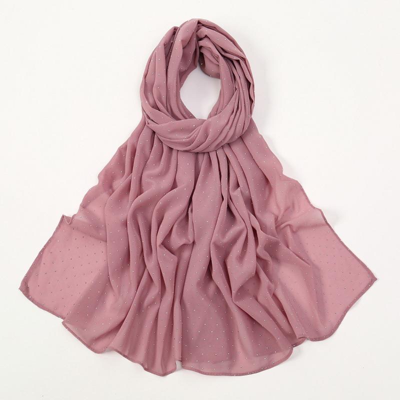 Pearl chiffon gypsy star hot diamond long towel women's headscarf popular monochrome ethnic headscarf