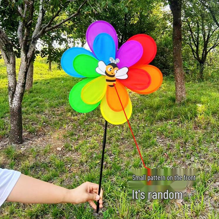 

Красочная двухслойная ветряная мельница-подсолнух для уличного сада - вращающаяся детская игрушка