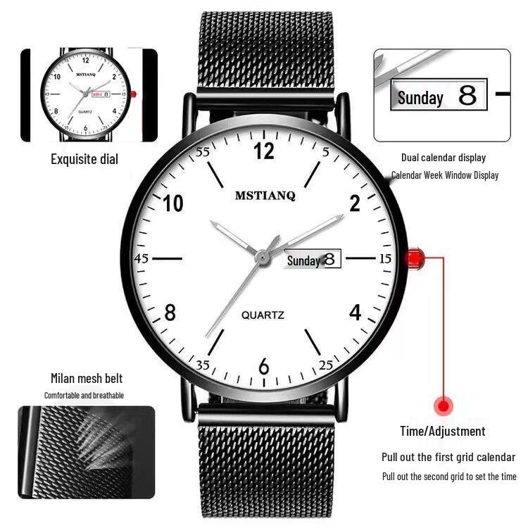 Men's Ultra-Thin Luminous Automatic Watch for Junior High & High School Students: Waterproof & Silent