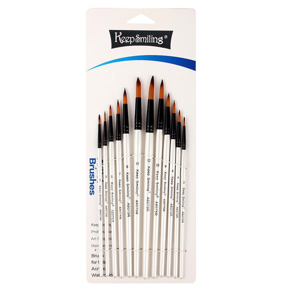 12-Piece Acrylic, Watercolor, and Oil Paint Brush Set – No Shed, Includes 13 Gouache Brushes