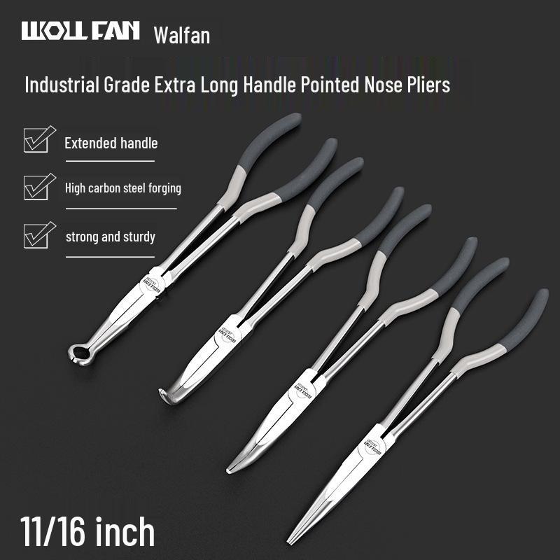 45° Bent Nose Pliers, Industrial Grade, 11/16 Inch, O-Type Clamp with 90° Bent Tip 11-inch Extended 25° Bent Nose