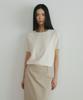 Lingseoul Wool Round Neck Half Sleeve Knit Top-Cream