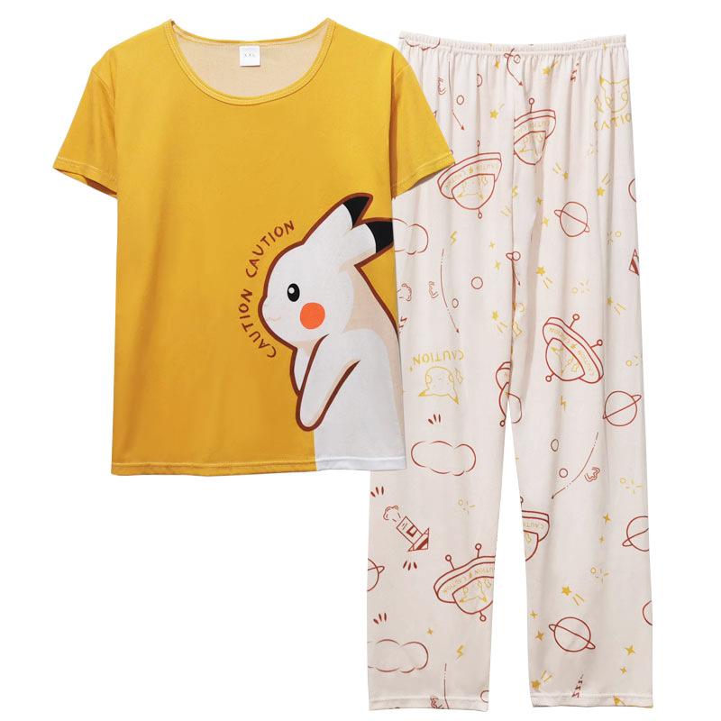 [Yellow Rabbit] Factory Various Short-sleeved Trousers Pajamas Women's Summer Cartoon Cute Spring and Autumn Thin Suit Loungewear