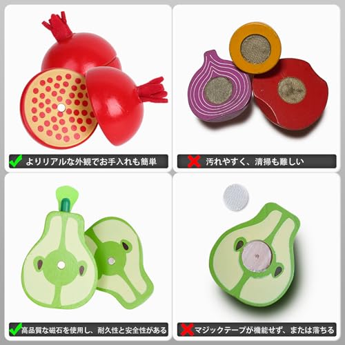 CARLORBO Wooden Pretend Play Set with Vegetables and Fruits, Montessori Style, Wooden Educational Toys for Girls and Boys, Popular Pretend Play Gift