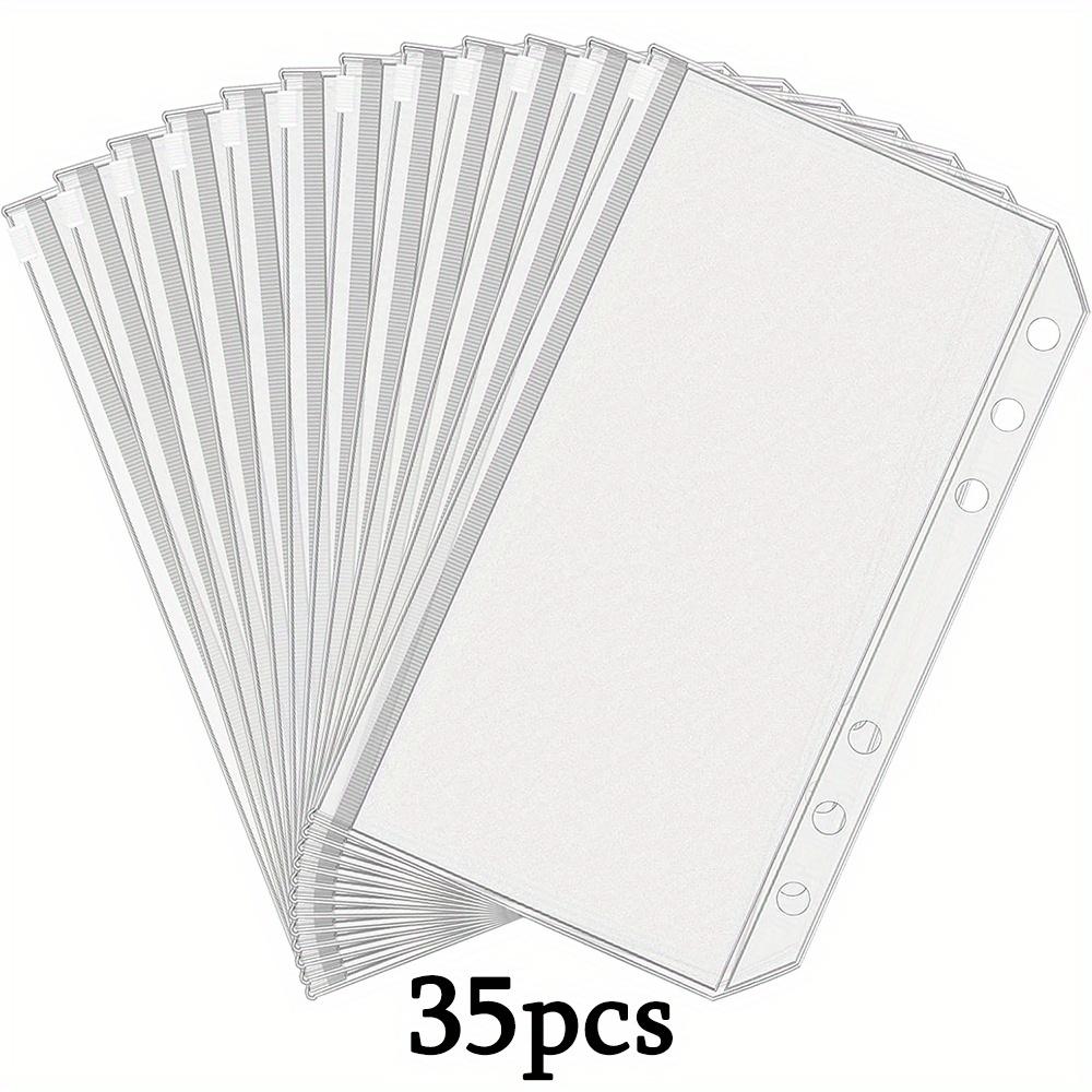

35pcs A6 Size Binder Pockets 6 Holes Budget Cash Envelopes Budgeting Frosted Zipper Folders Loose Leaf Bags Waterproof PVC Document Pouch Filing Bags 35pcs