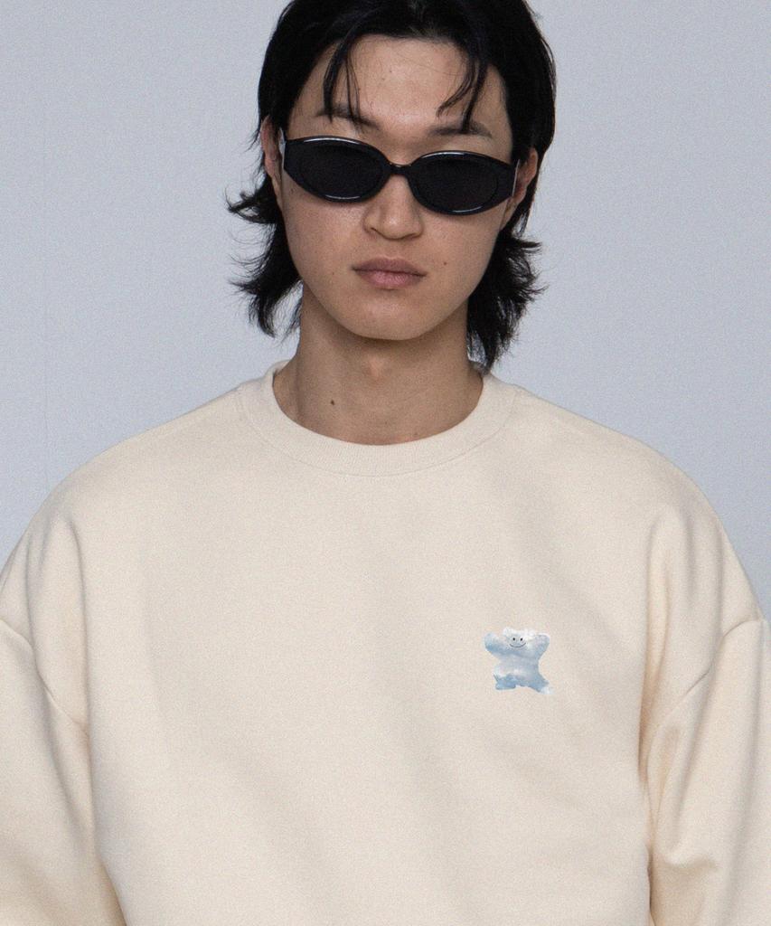 GRAVER [Unisex] Small Cloud Bear Smile Sweatshirt_Cream