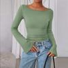 Women's Color Bell Sleeve Long Sleeve Top, Casual Blouse for Everyday Wear
