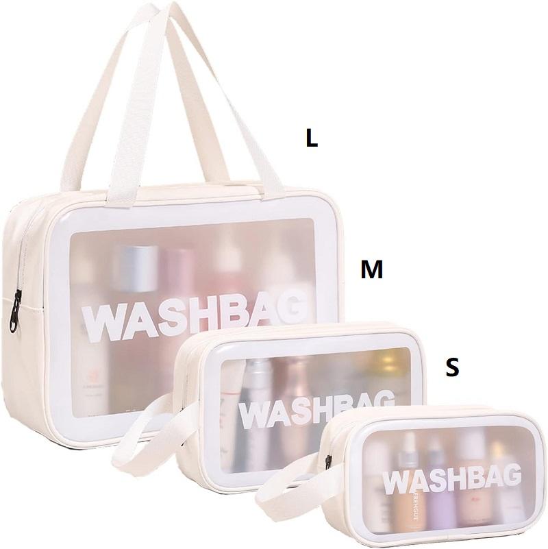 1/3pcs Transparent Makeup And Toiletries Bag, Large Capacity Pvc Semi Transparent Frosted Portable Storage Bag