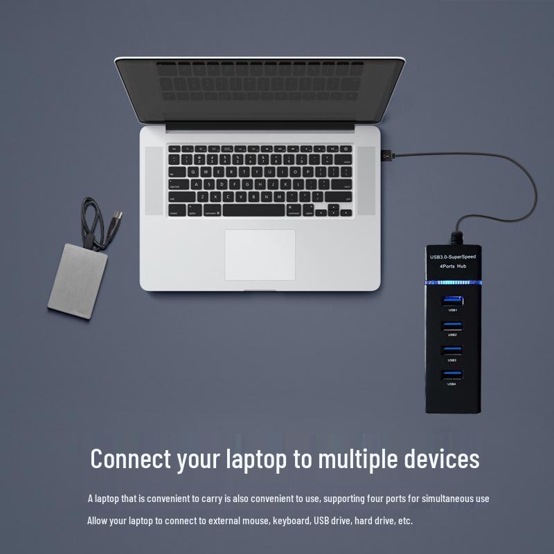 4-Port USB 3.0 HUB with LED Strip and Card Reader - Extreme Speed Version