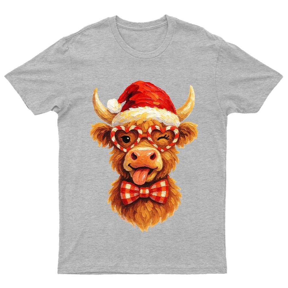 

Highland Cow Christmas Holidays Graphic Tee Mens TShirt Womens Shirt Unisex Top Unisex T-Shirt S