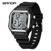 Sanda 6380 Fashion Men's Electronic Led Digital Watch Sports Night light Multi Functional Waterproof Student Timing Alarm Clock