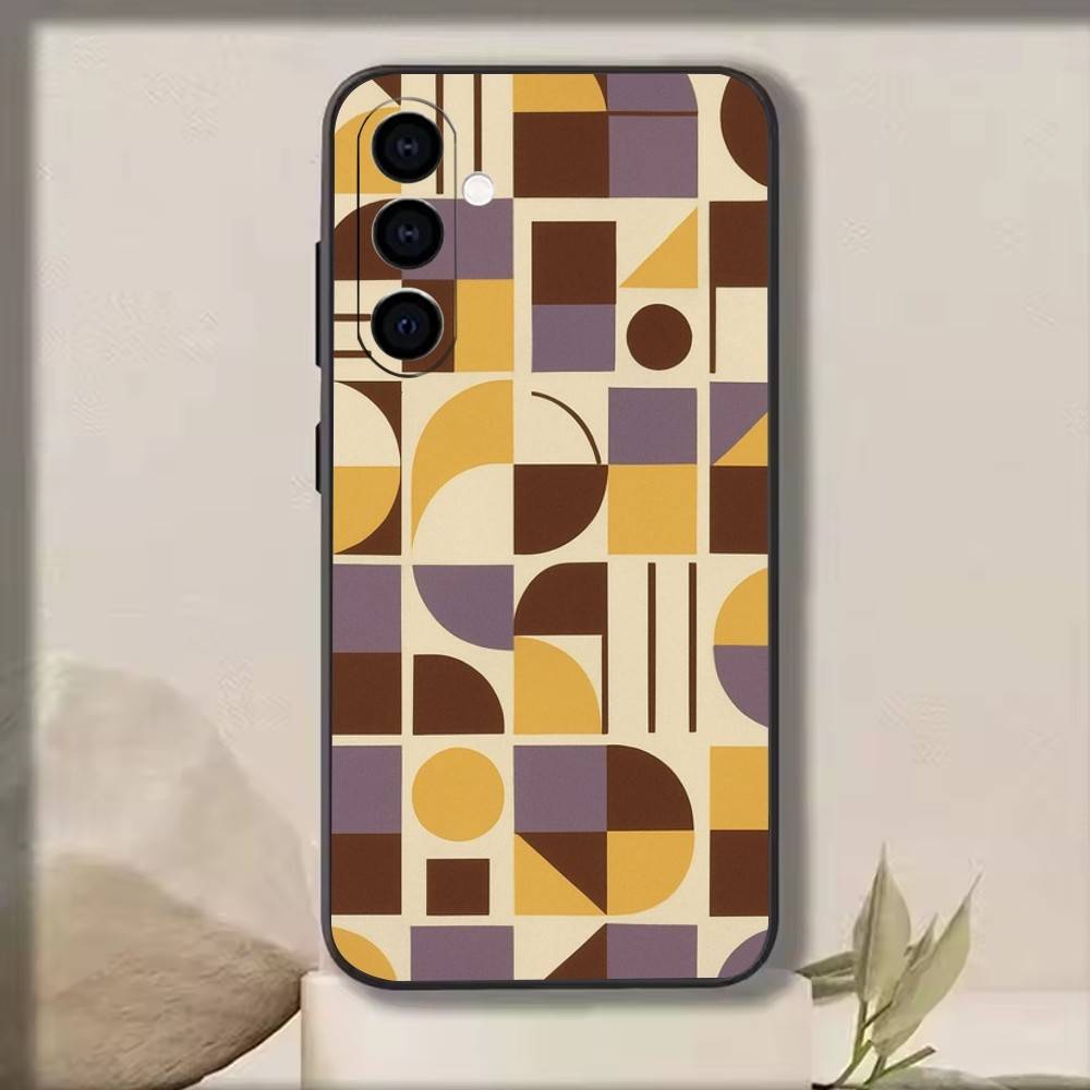 Vintage Geometric Block Phone Case For Samsung Galaxy A73,A72,A71,A70,A53,A52,A51,Others Soft Black Cover