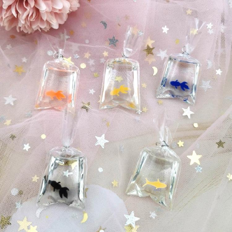 Unique Resin Goldfish Water Bag Charm for Keychain Making Decorative Pendants